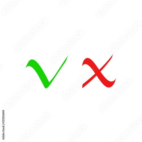 Set of check marks. Tick and cross icons