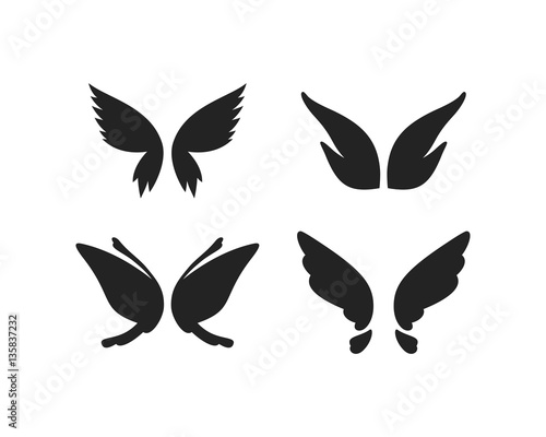 Vector set of fantasy butterfly wings isolated on white