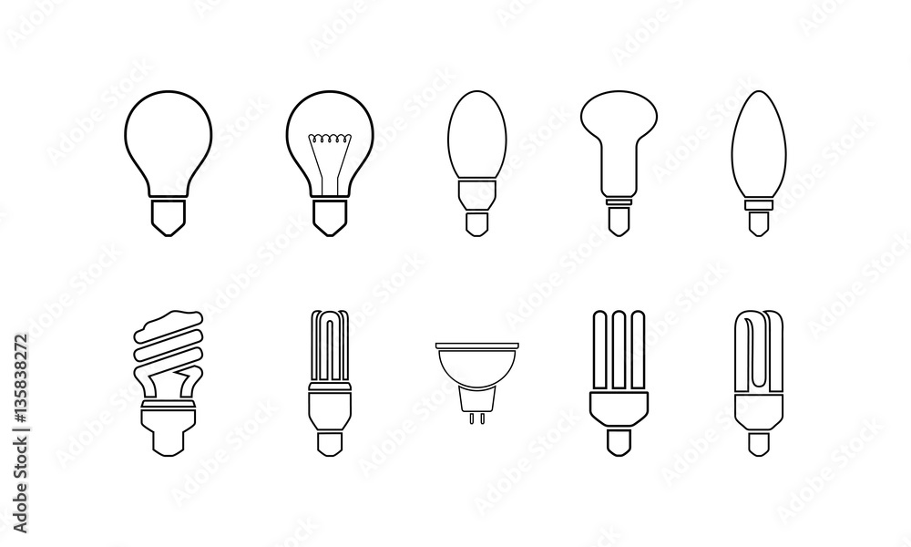 Light bulb icon set. Vector. Light bulb icon set. Vector.