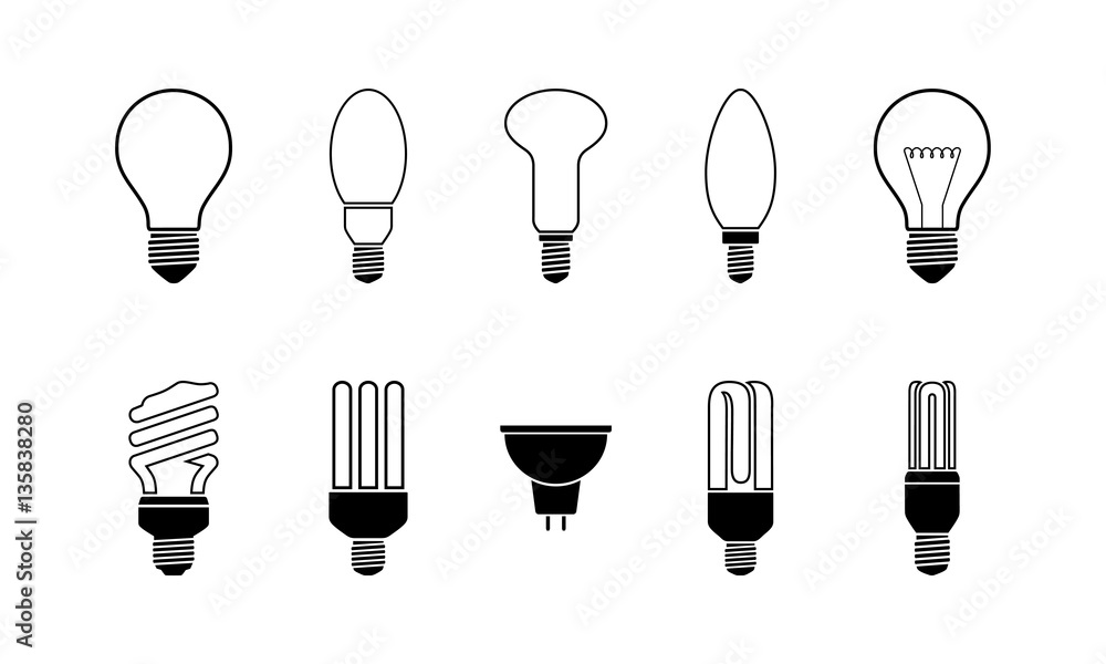 Light bulb icon set. Vector. Light bulb icon set. Vector.