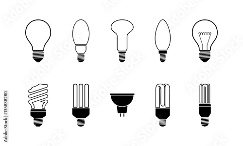 Light bulb icon set. Vector.