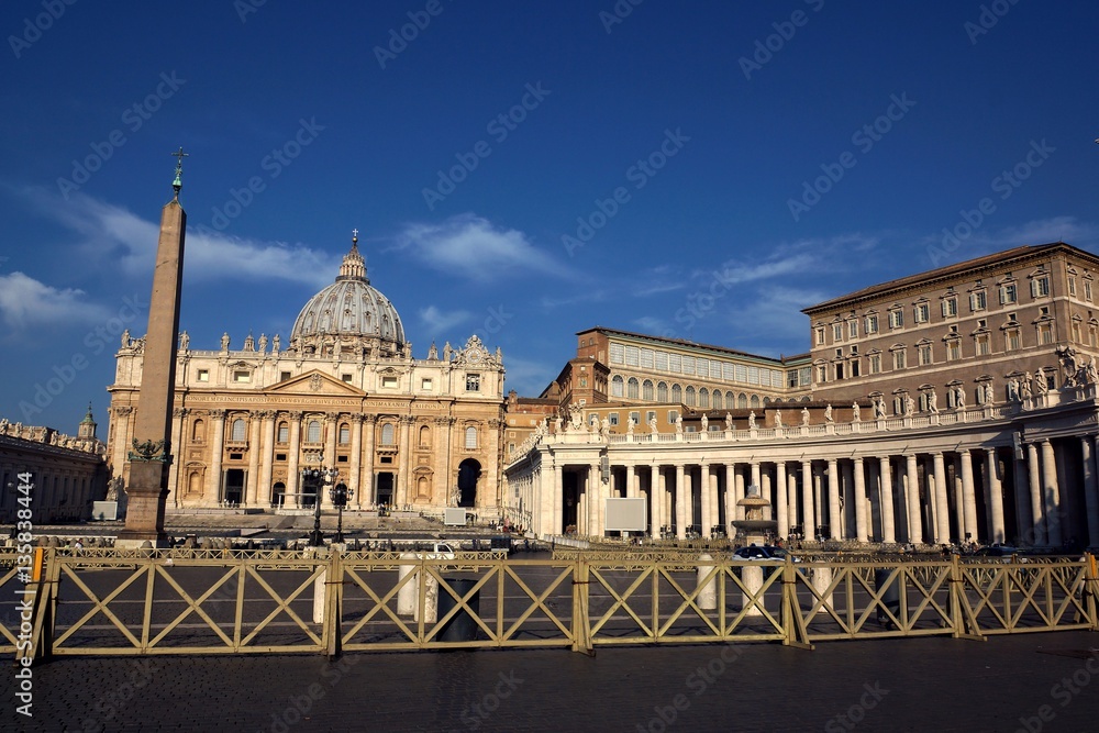 St. Peter`s Square (Piazza San Pietro) and St. Peter's Basilica, Vatican, Rome, Italy