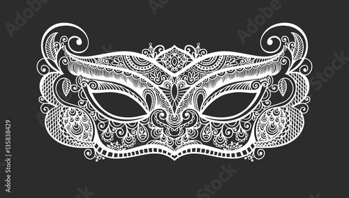 black lineart venetian carnival mask silhouette
