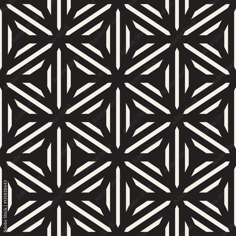 Cubic Grid Tiling Endless Stylish Texture. Vector Seamless Black and White Pattern Cubic Grid Tiling Endless Stylish Texture. Vector Seamless Black and White Pattern