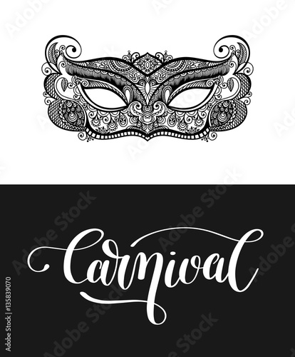 calligraphy brush lettering text design element and carnival mas