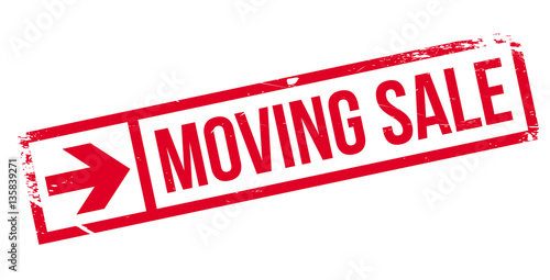 Moving sale stamp. Grunge design with dust scratches. Effects can be easily removed for a clean, crisp look. Color is easily changed.