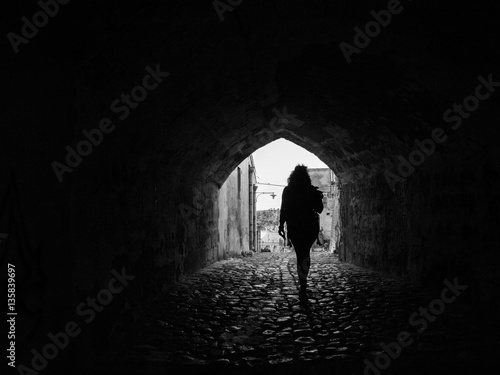woman in a tunnel
