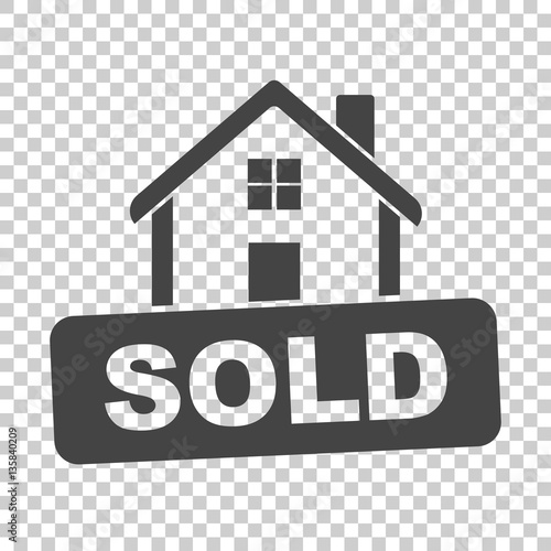 House with sold sign. Flat vector illustration on isolated background photo