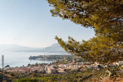 A view over small town of Porticello in the morning light, Sicil