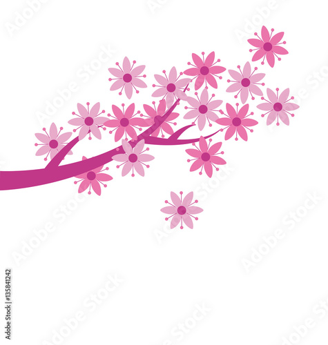 simple naive pink color sakura blossom vector illustration. prim