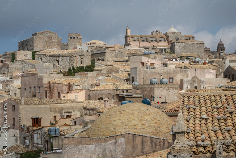 A view over old town of Erice, Sicily, Italy