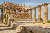 Ruined temple in the ancient city of Selinunte, Sicily, Italy