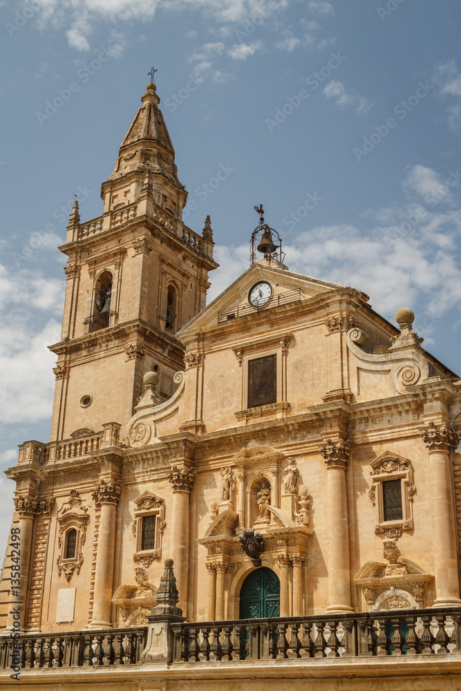 Baroque church facade, Ragusa, Sicily island, Italy