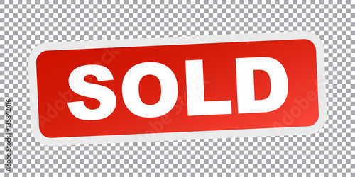 SOLD red stamp. Flat vector icon photo