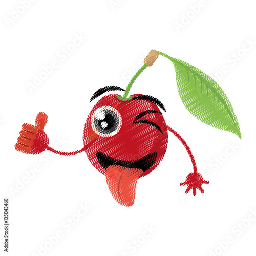 cherry expressions silly face icon, vector illustration
