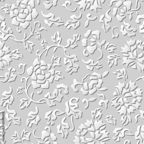 3D paper art pattern botanic garden flower leaf
