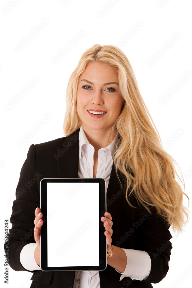 beautiful business woman working on tablet computer isolated ove beautiful business woman working on tablet computer isolated ove