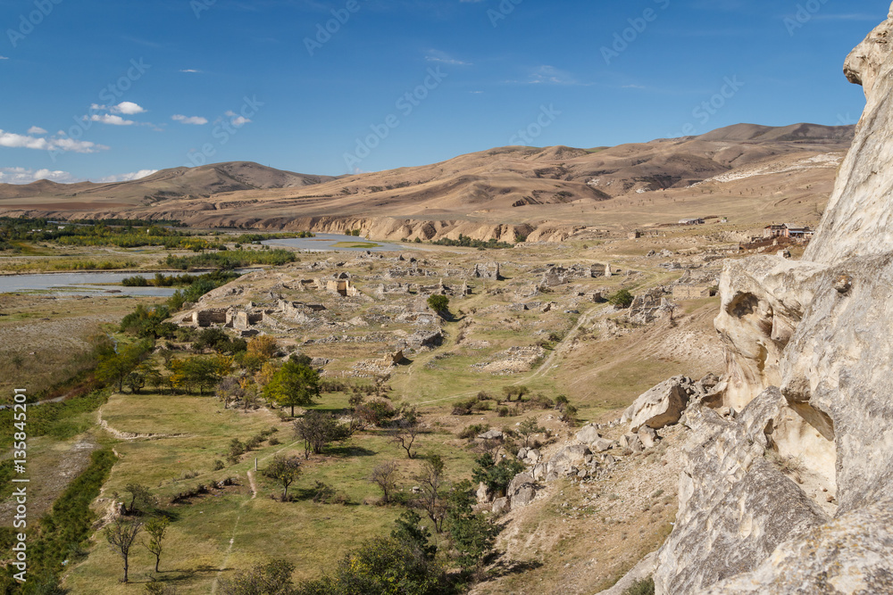 Remain of the ancient rock cave city of Uplistsikhe, Georgia