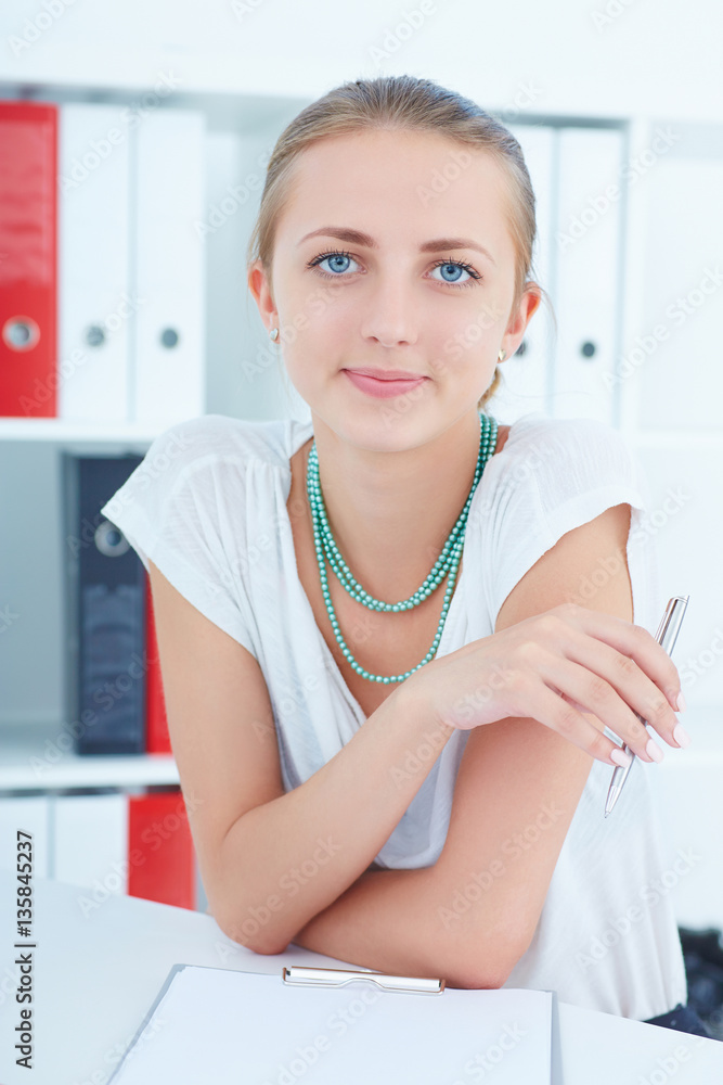 Successful young woman offerring to participate in a startup. Successful young woman offerring to participate in a startup.