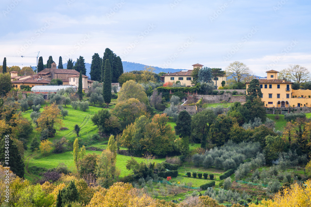 green and yellow gardens in suburb of Florence green and yellow gardens in suburb of Florence