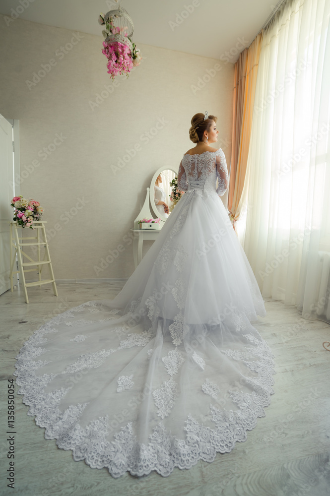 Fototapeta premium bride in wedding dress.morning bride