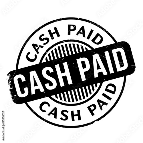 Cash Paid rubber stamp. Grunge design with dust scratches. Effects can be easily removed for a clean, crisp look. Color is easily changed.