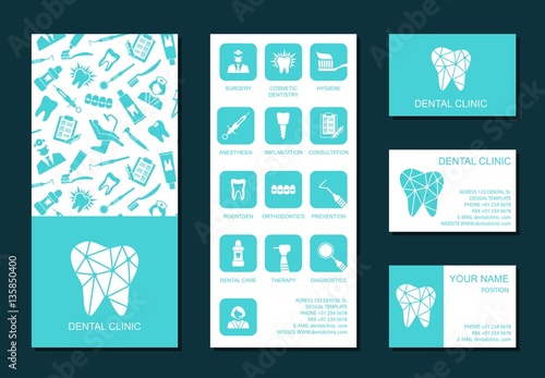 Template of flyer and business cards for dental clinic