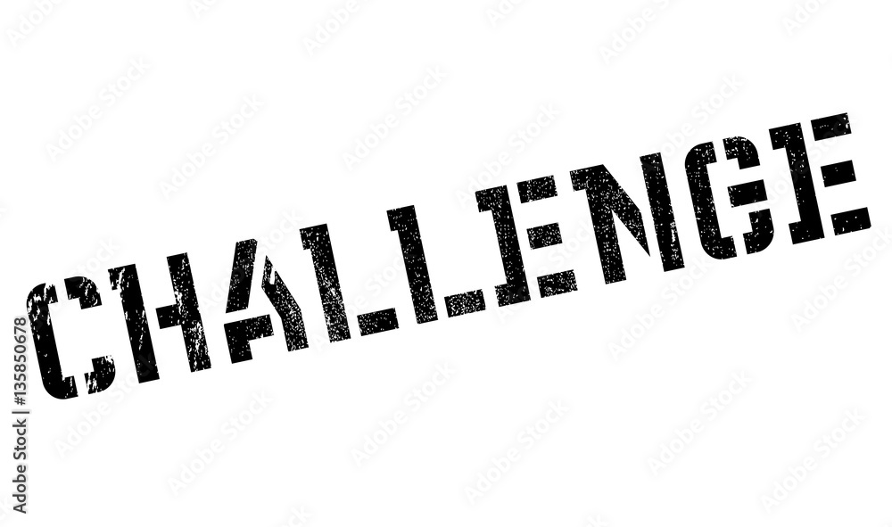 Challenge rubber stamp. Grunge design with dust scratches. Effects can be easily removed for a clean, crisp look. Color is easily changed.