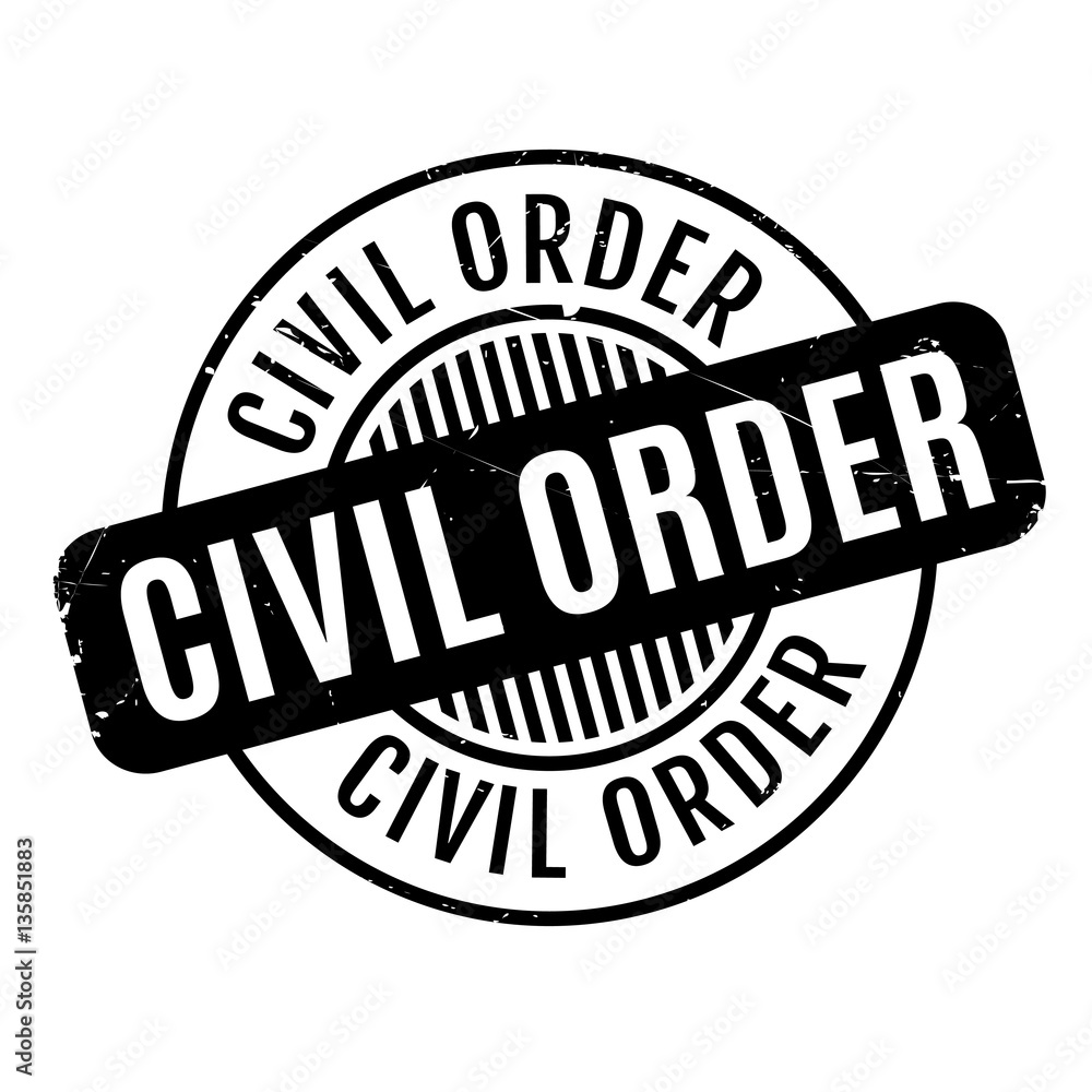 Civil Order rubber stamp. Grunge design with dust scratches. Effects can be easily removed for a clean, crisp look. Color is easily changed.