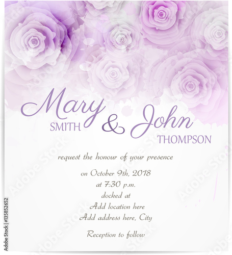 Wedding invitation with abstract roses