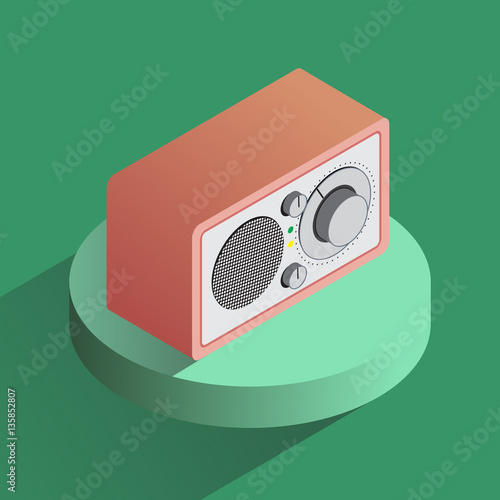 Vector colorful radio reciever icon. Isometric projection object
