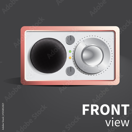 Vector realistic radio reciever. Front view object