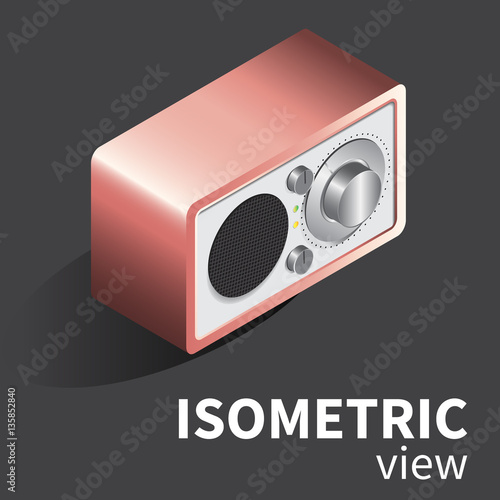Vector realistic radio reciever in isometric projection