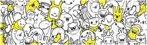 winter color Doodle banner. cartoon new year holidays. Colorful banner