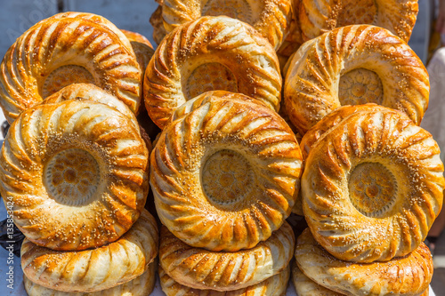 Traditional bread in Uzbekistan photo