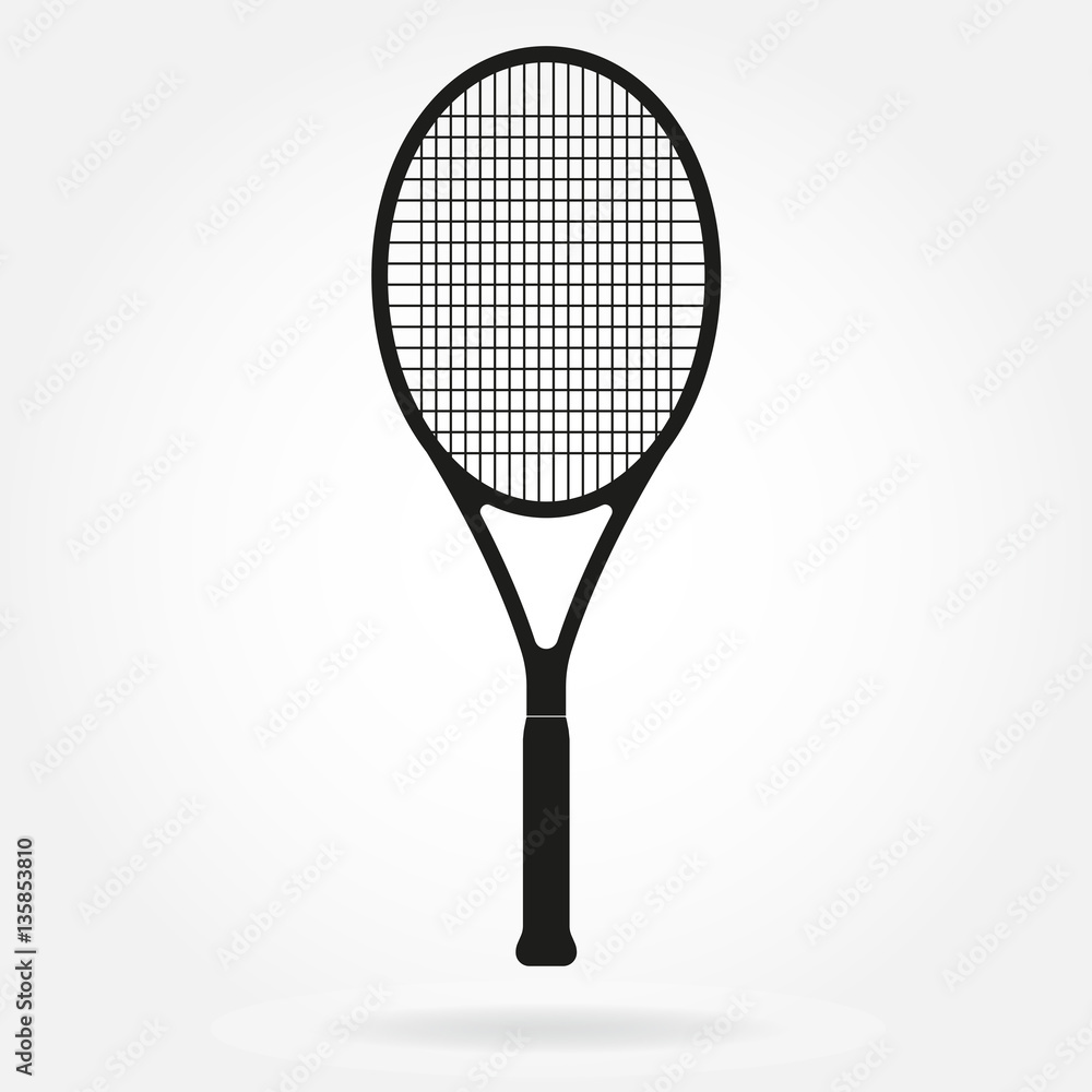 Tennis racket. Vector icon of tennis racket in flat style.