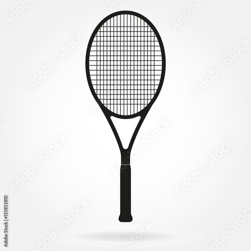 Tennis racket. Vector icon of tennis racket in flat style.