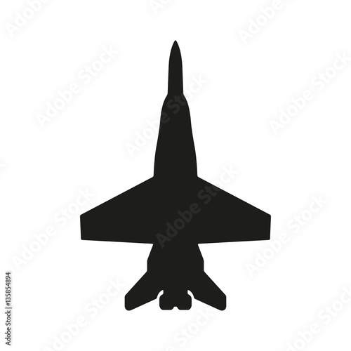 Jet fighter icon. Vector airplane silhouette isolated on white background.