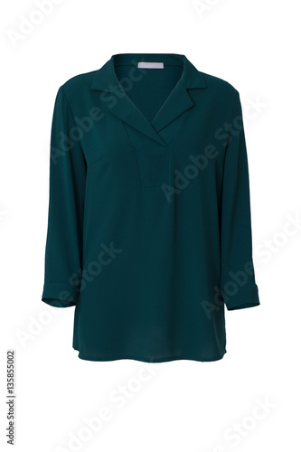 Green women's blouse isolated on white background