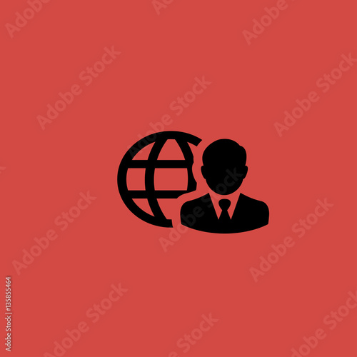 anchorman on tv broadcast news icon. flat design