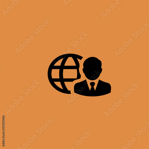 anchorman on tv broadcast news icon. flat design
