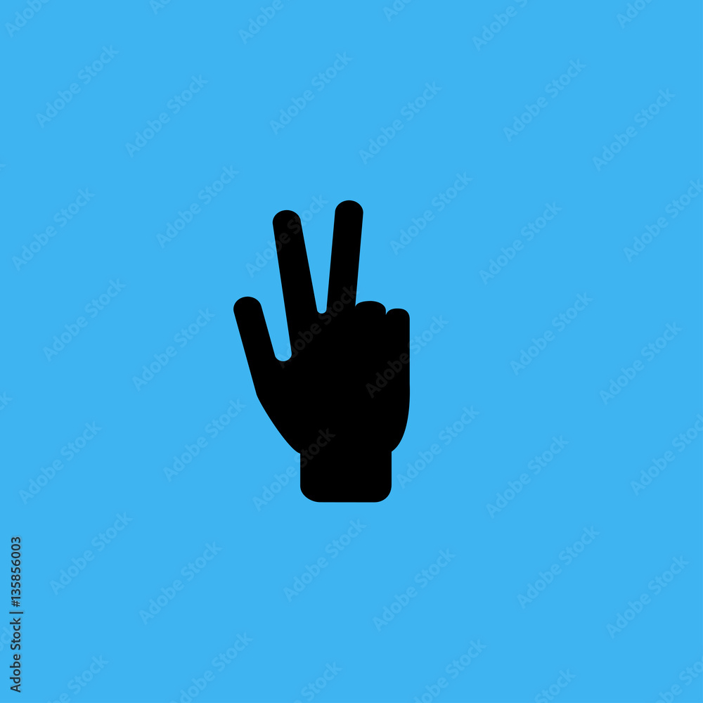 Obraz premium Hand gesture peace sign icon. flat design