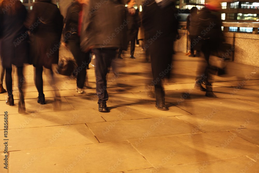 Commuters on London Bridge at night Commuters on London Bridge at night