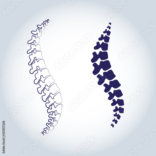 Vector logo template. Human spine isolated silhouette illustration. Spine pain medical center  clinic  rehabilitation  diagnostic  surgery logo element. Flat modern silhouette illustration. Scoliosis
