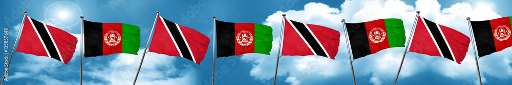 Trinidad and tobago flag with afghanistan flag, 3D rendering