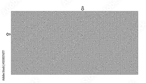 Difficult Vector Black and White Maze for Children