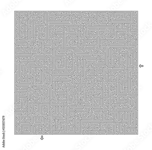 Difficult Vector Black and White Maze for Children