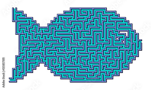 Vector Fish Maze for Children