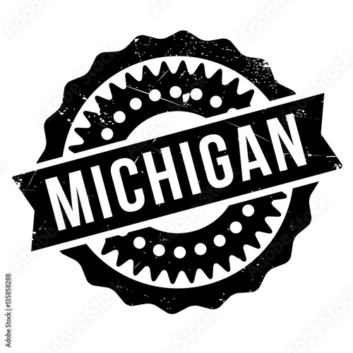 Michigan stamp. Grunge design with dust scratches. Effects can be easily removed for a clean, crisp look. Color is easily changed.