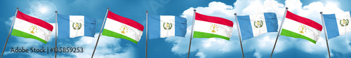 Tajikistan flag with Guatemala flag, 3D rendering